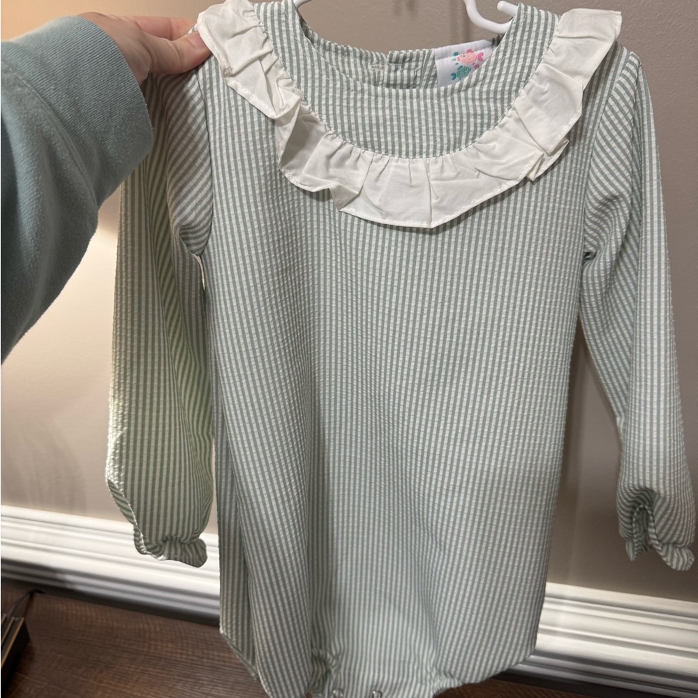 Striped Green and White Kids Bodysuit